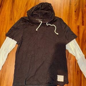 Aeropostale Men’s L Black/White Hooded Long-Sleeve Tee - Unworn Closet Gem!